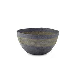 Large Yellow Stitched Charcoal Pulp Bowl - Swaziland