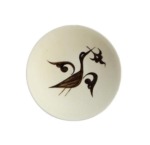 Brown Bird Ceramic Dipping Bowl - Uzbekistan