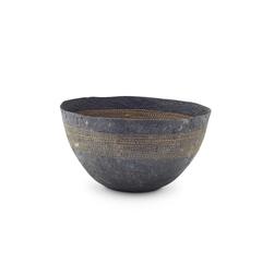 Large Orange Stitched Charcoal Pulp Bowl - Swaziland
