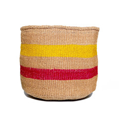 Pink & Yellow Striped Basket - Kenya