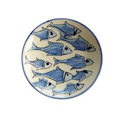 Blue Fish Ceramic Dipping Bowl - Uzbekistan