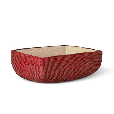 Large Red + Natural Tray Basket