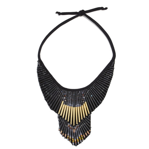 Black Beaded Collar Necklace - Swaziland