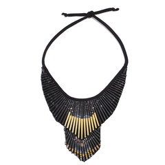 Black Beaded Collar Necklace - Swaziland