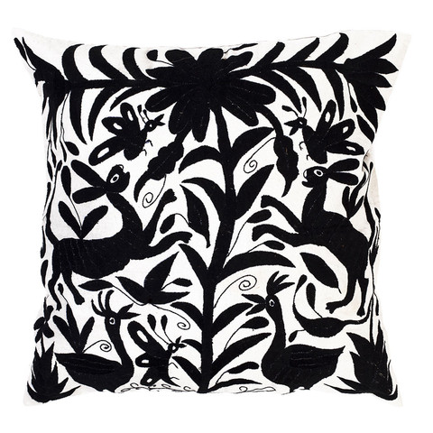 Black Otomi Pillow Sham - Mexico