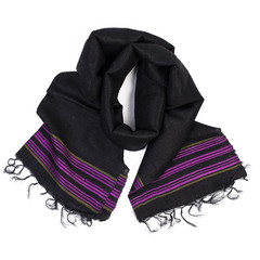 Black & Purple Raw Silk Scarf - India