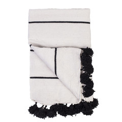 Black & White Pom Pom Blanket - Morocco