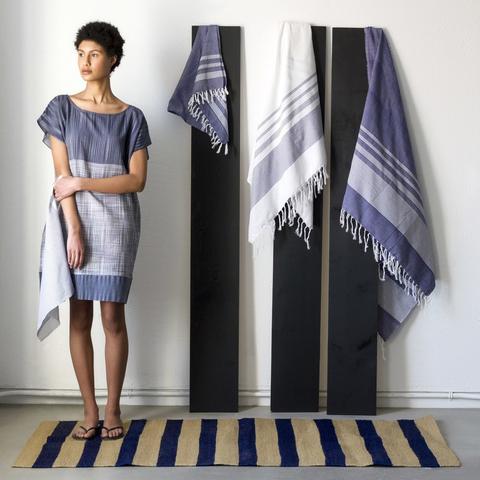 Blue on White Towel Set - India