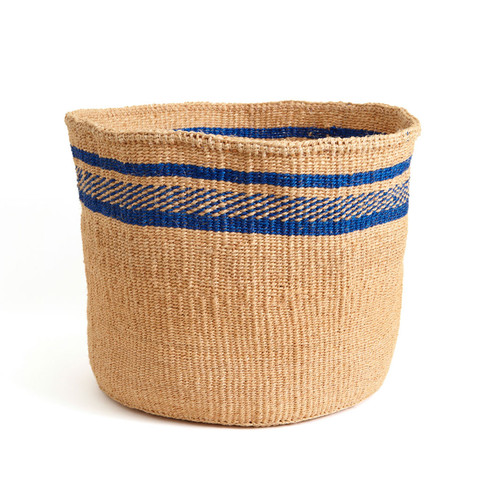 Cobalt Blue Patterned African Basket - Kenya