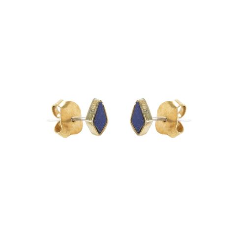 Diamond Shaped Lapis Studs - Afghanistan