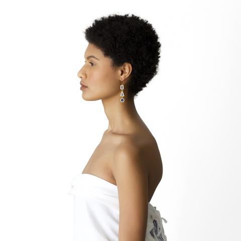 Lapis Geometric Earrings - Afghanistan