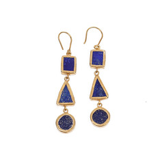 Lapis Geometric Earrings - Afghanistan