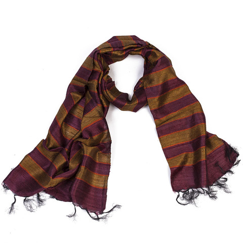 Maroon Raw Silk Scarf - India