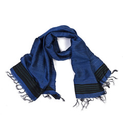 Midnight Blue Raw Silk Scarf - India
