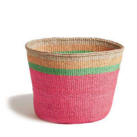 Pink Striped Basket - Kenya