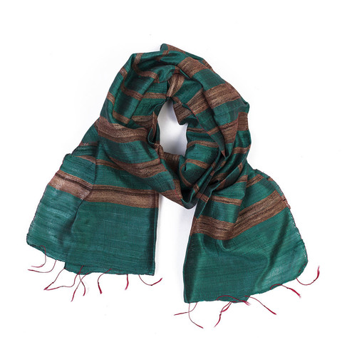 Teal Raw Silk Scarf - India