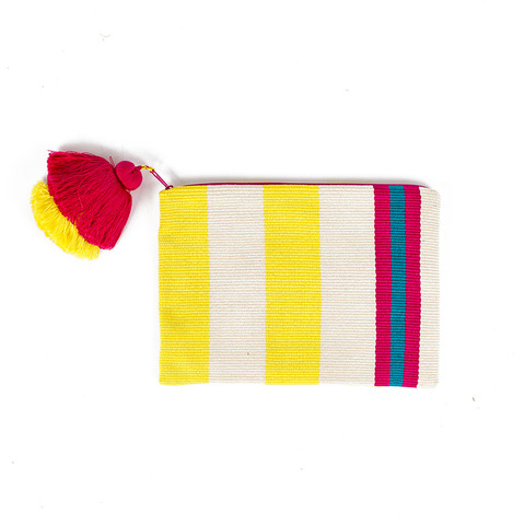 Yellow & White Striped Pouch - Peru