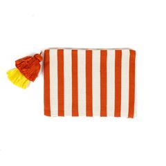 Orange & White Striped Pouch - Peru