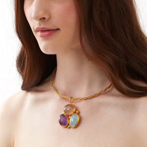 Woman with Twisted Weave Necklace - Afghan Jewelry