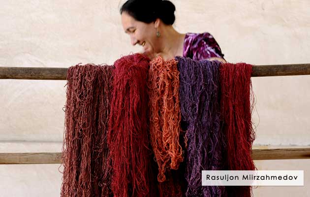 Rasuljon Mirzaahmedov - ikat pillows and textiles from Uzbekistan